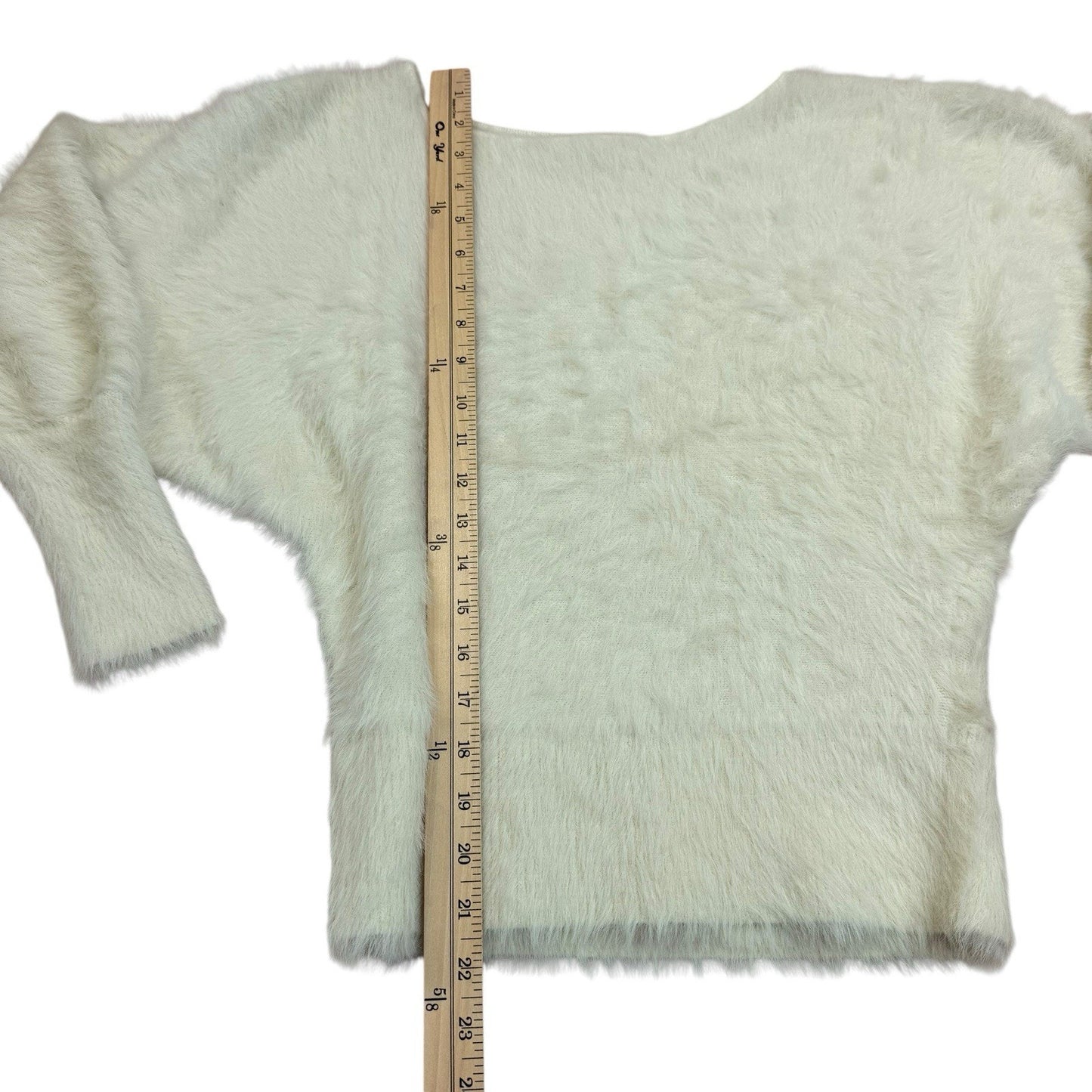 Anthropologie Eyelash Fuzzy Sweater Cream XS Cropped Women's