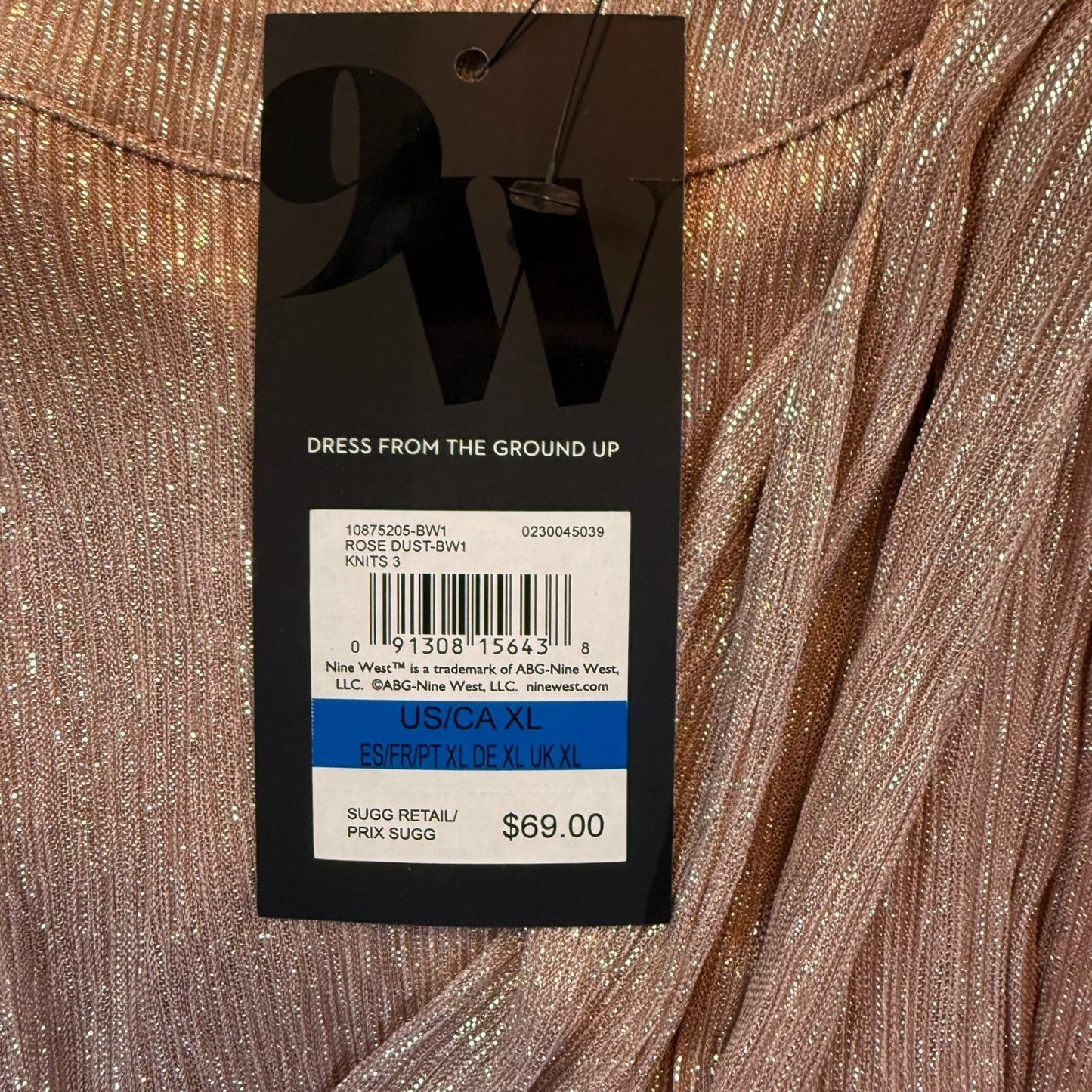 NEW Nine West Women's Size XL Rose Dust Sleeveless Halter Blouse Rose Dust Knits