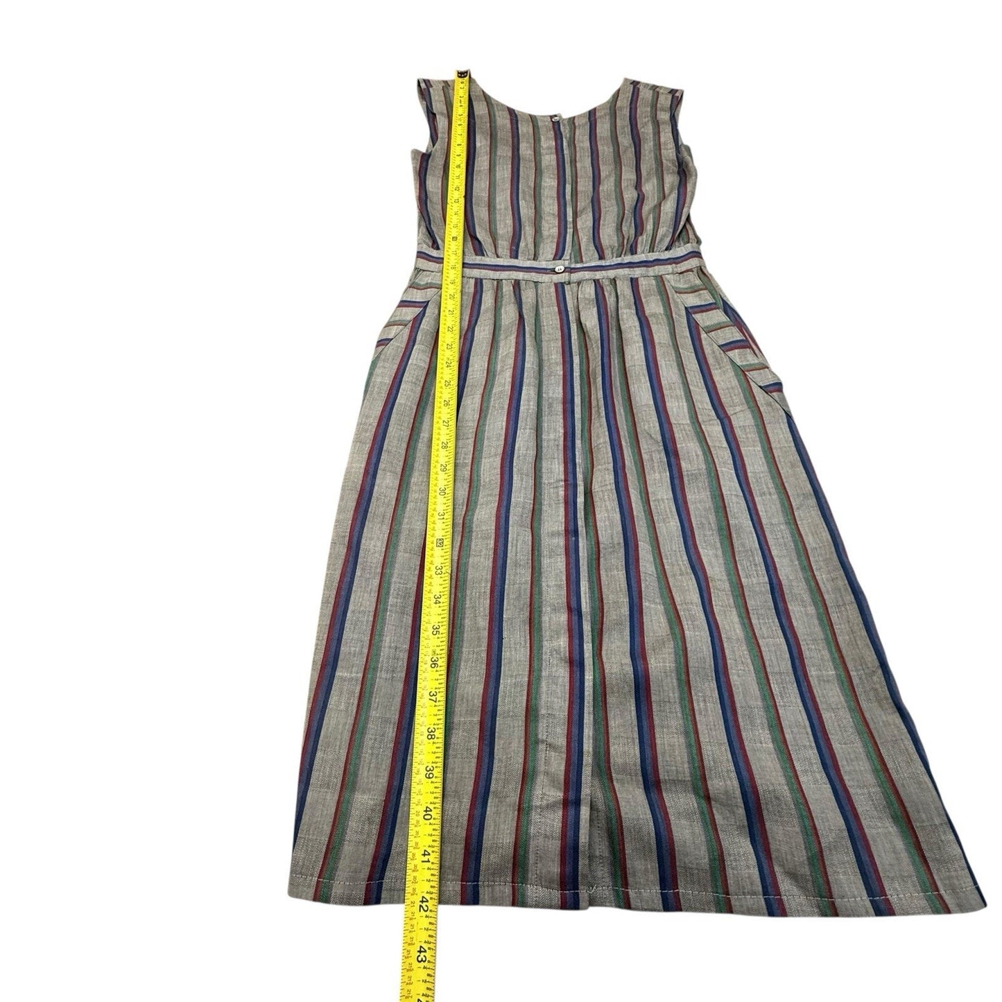 Vintage Alexander Julian Striped Cotton Midi Dress USA Size 6 Women's