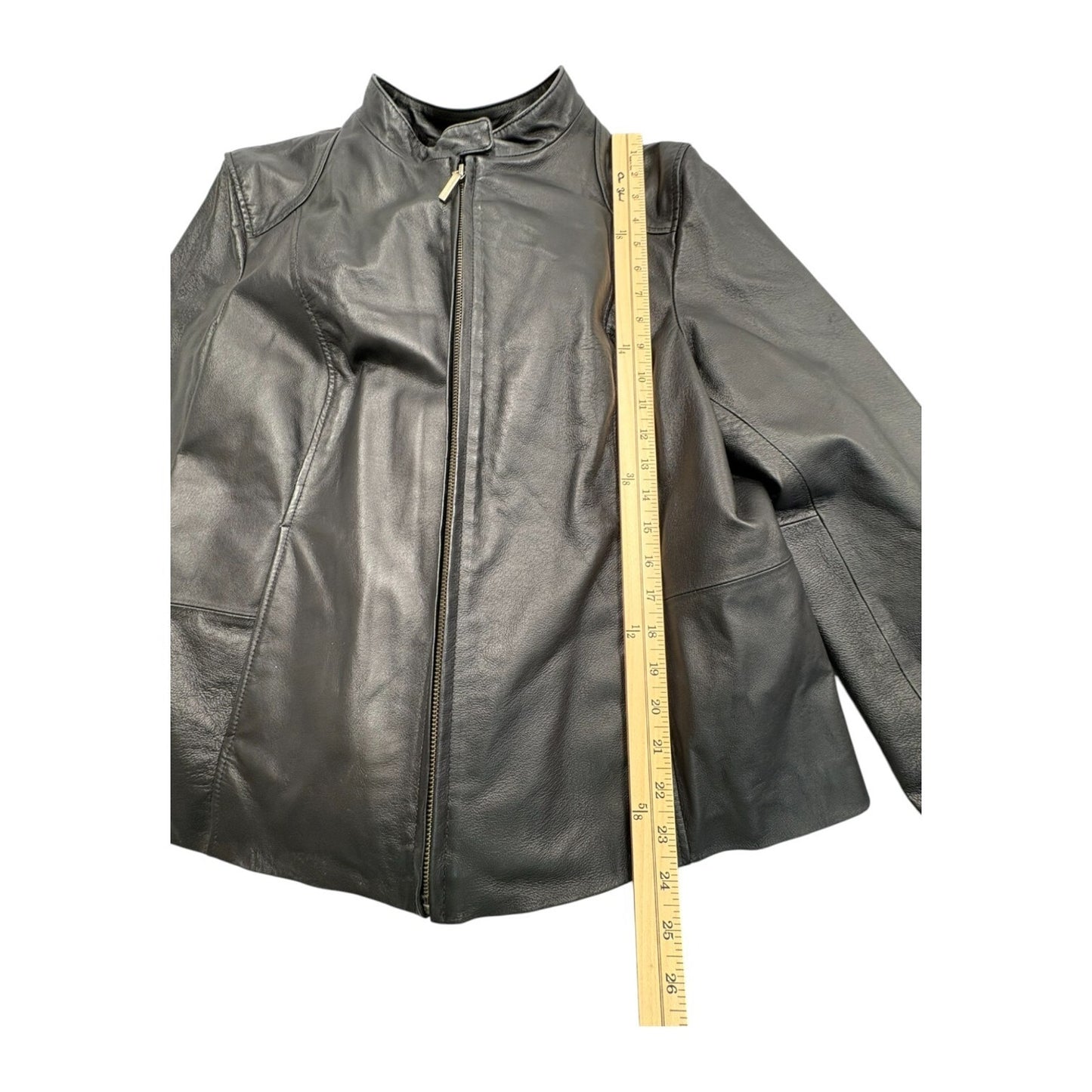 Women's Vintage Colebrook Classic Black Lamb Leather Jacket Fleece Lined XL