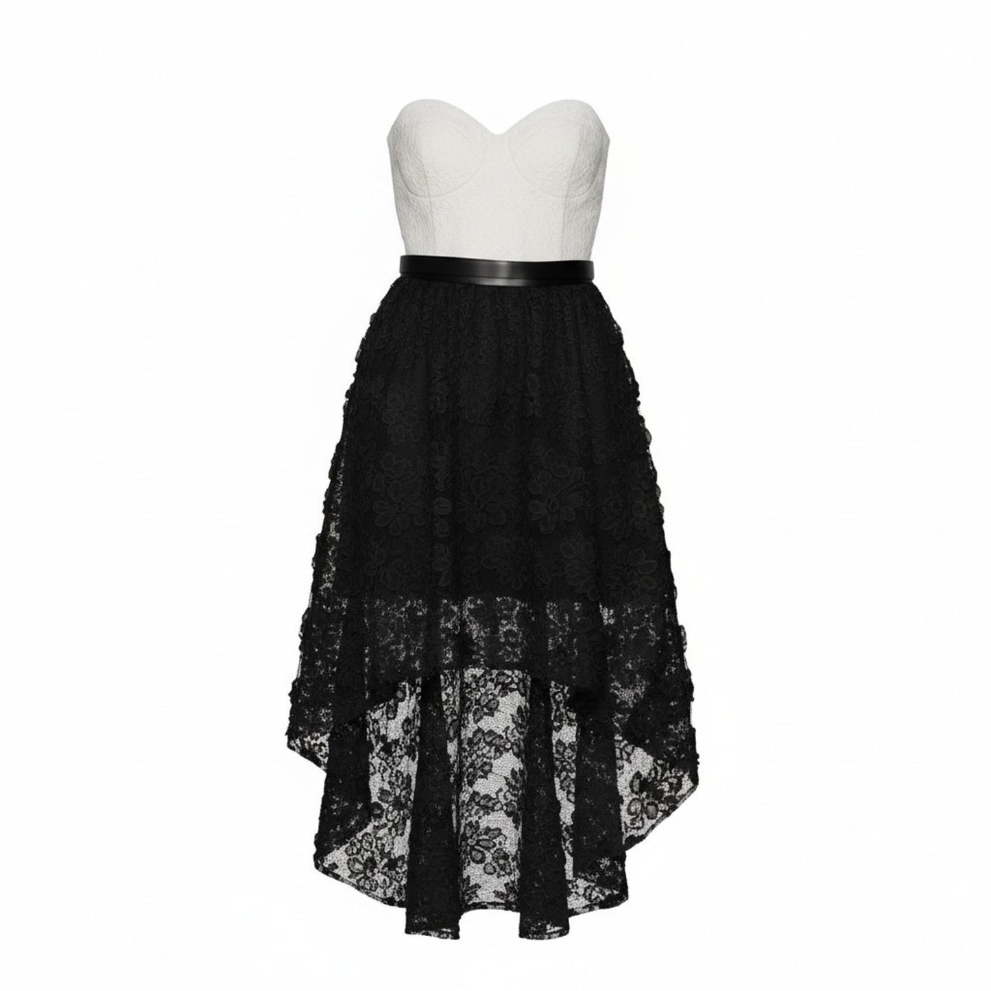 Alfred Angelo Disney Wedding Dress 10 Black White High Low Lace Corset NWT Women's