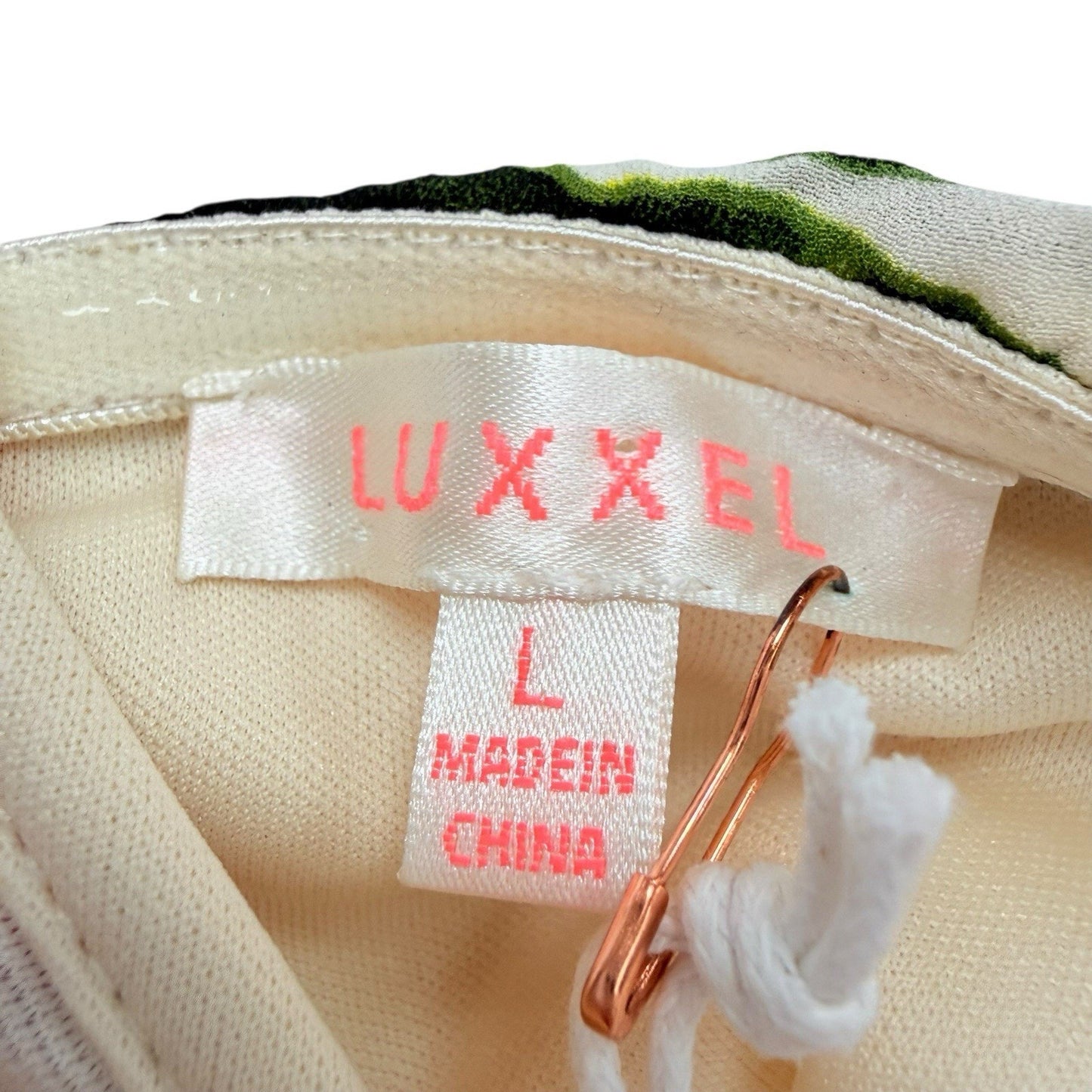 LUXXEL Floral One Shoulder Dress L Ivory Ruched Asymmetrical NWT Women's