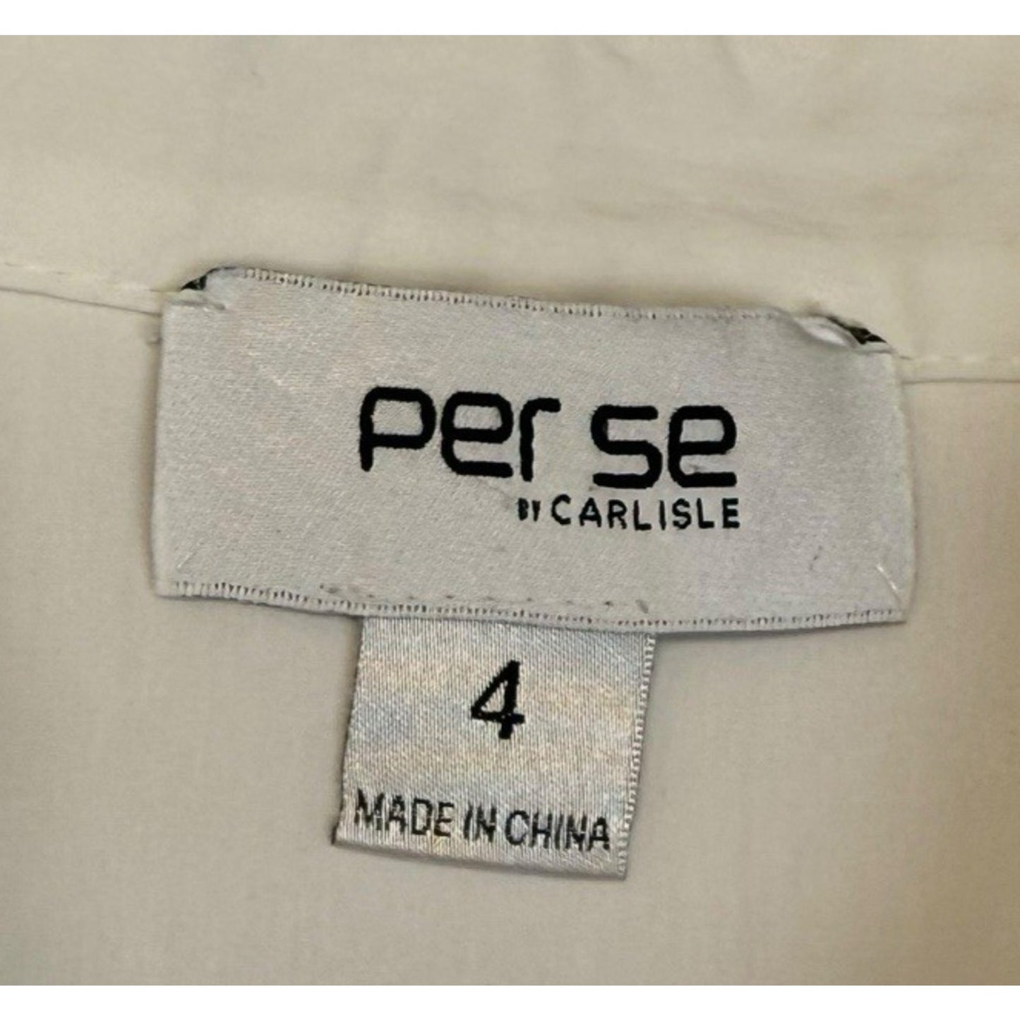 Vintage Per Se Y2K White Button Front Blouse Women’s Size 4 Scallop Hem
