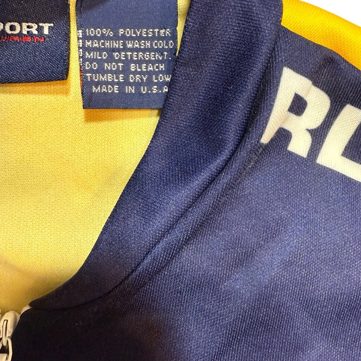Ralph Lauren Polo Sport RLX Cycling Vests Yellow Navy Zip Front Men’s Size Large