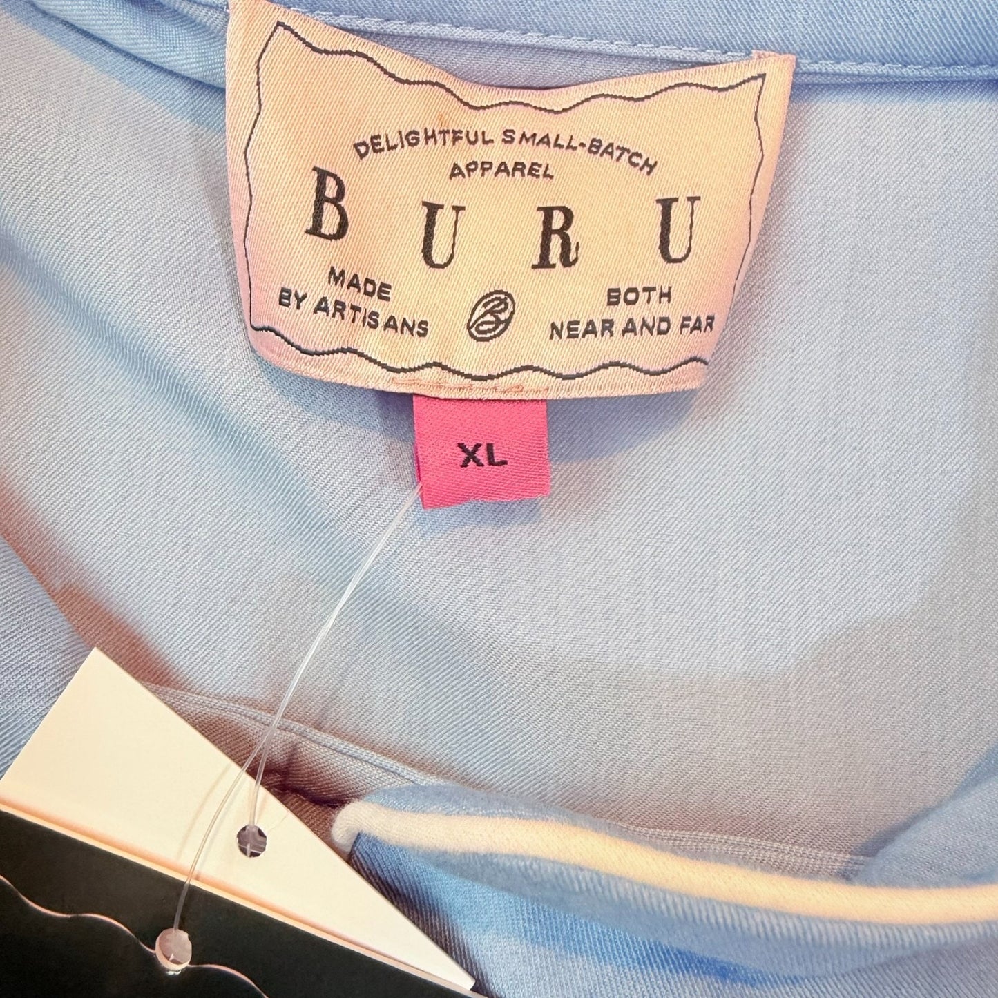 NEW Buru Women's Size XL Blue Button-Up Collared Shirt w/ Single Chest Pocket