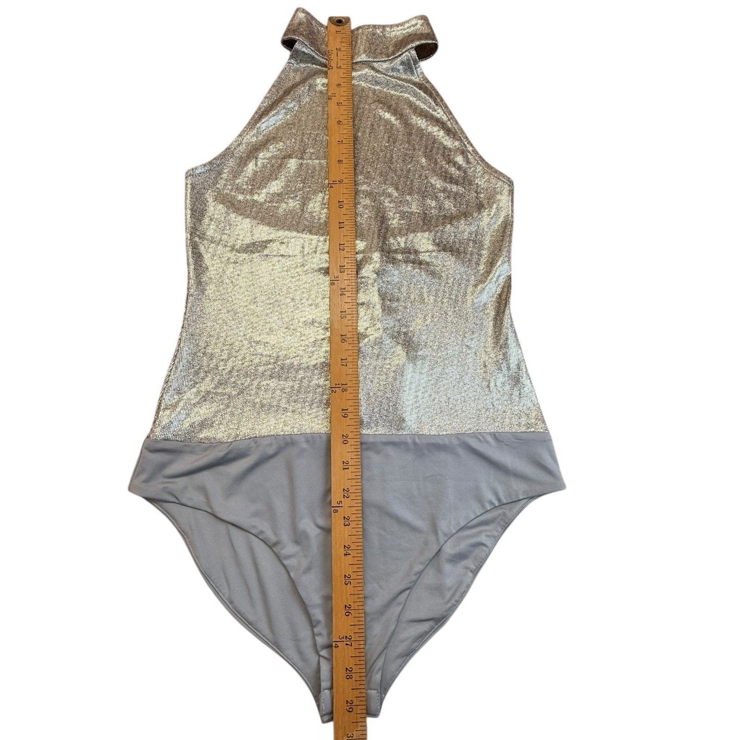 NWT House of Harlow Metallic Gold One Piece Halter Women’s Large Blouse