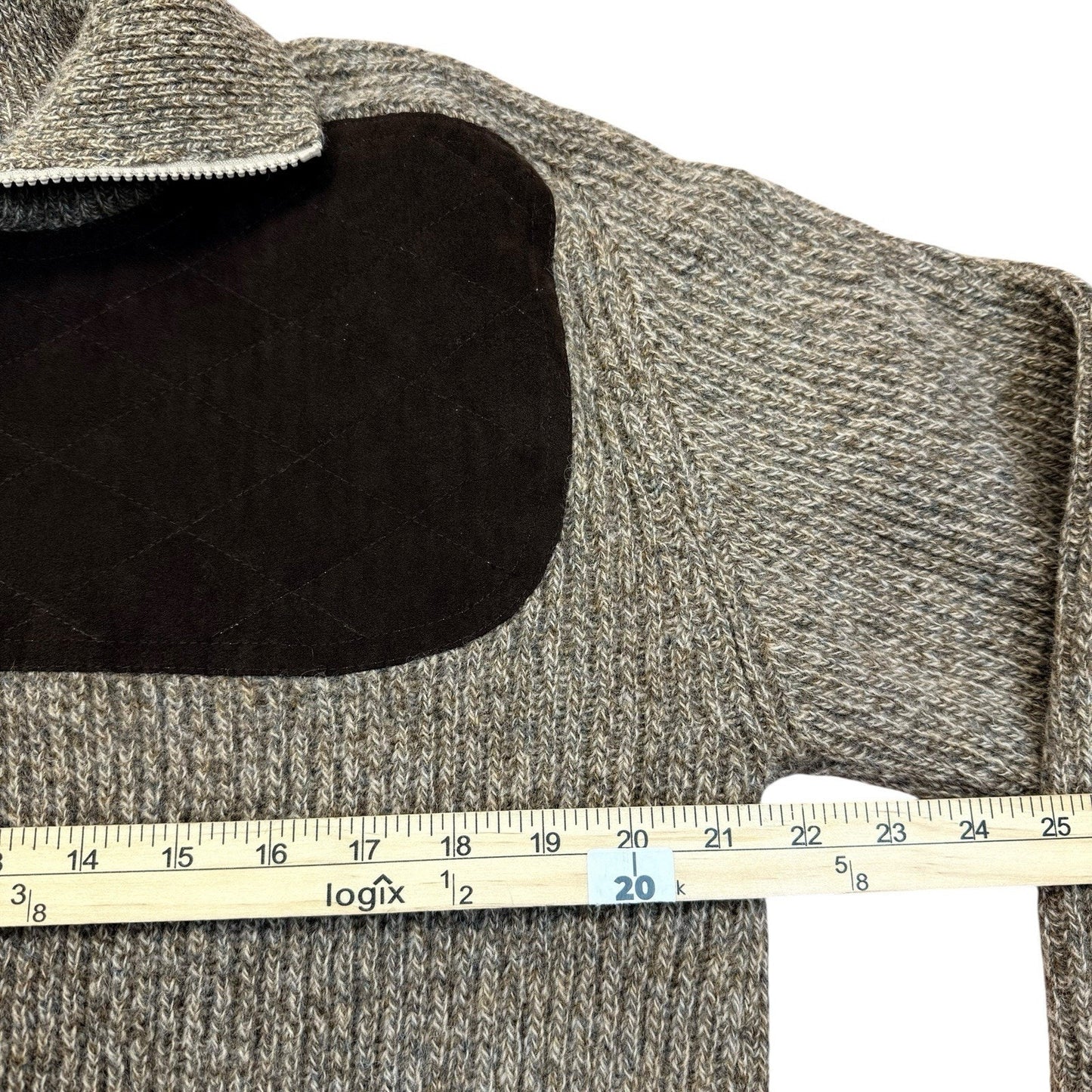 Vintage Harley of Scotland Wool Cardigan Jacket Zip Front Elbow Patches Medium Men's