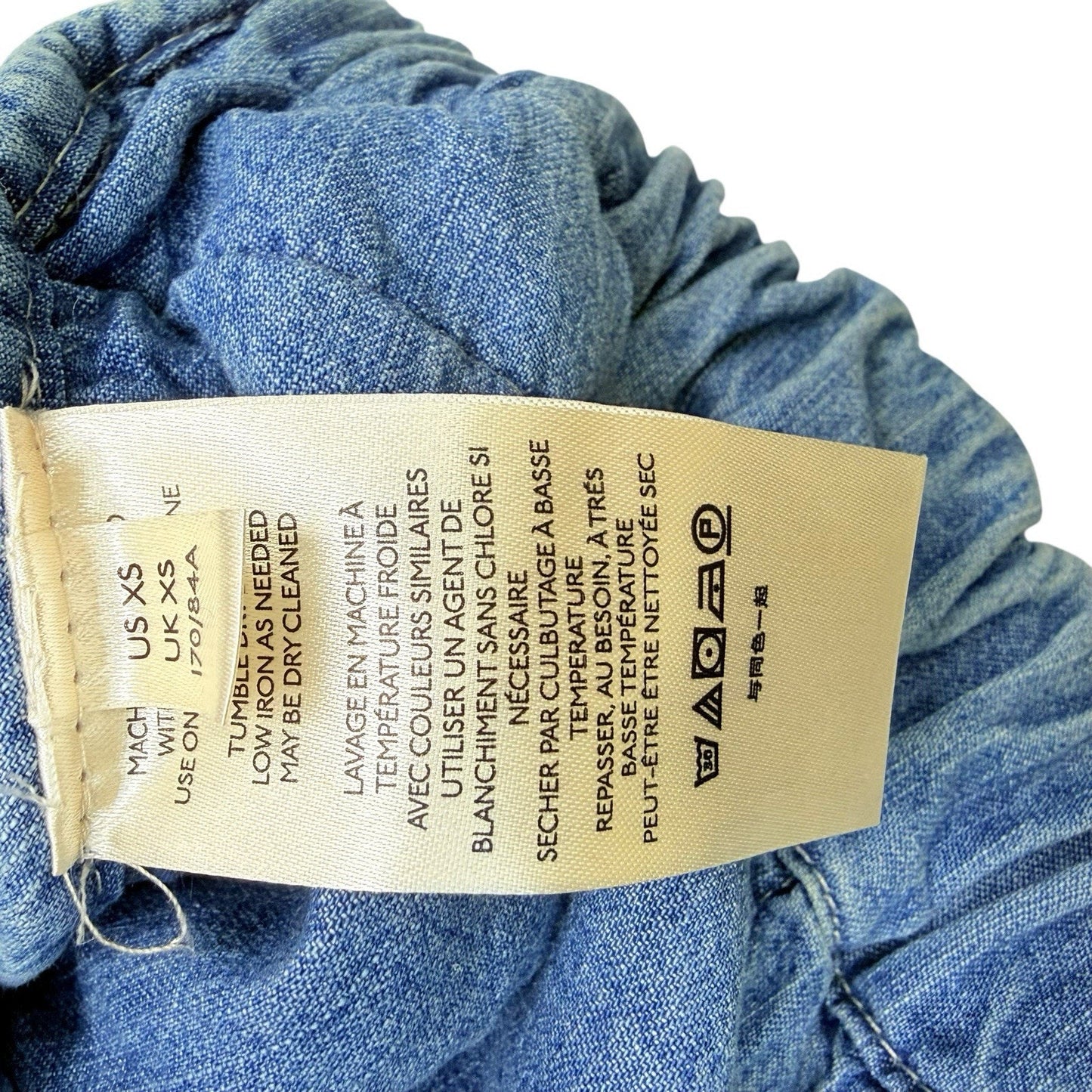 Free People Quilted Denim Jacket XS Blue Zip Up Lightweight Cotton Women's