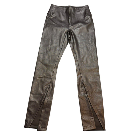 SPANX Faux Patent Leather Leggings Size M Black High Rise Shiny Skinny Pants Women's