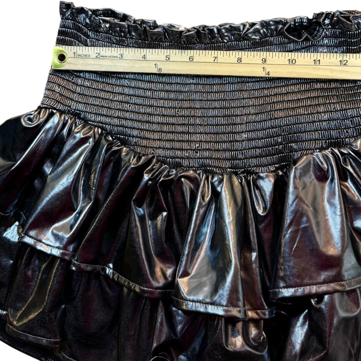Queen Of Sparkles Women’s Size Medium Black Metallic Tiered Ruffle Skirt NWT
