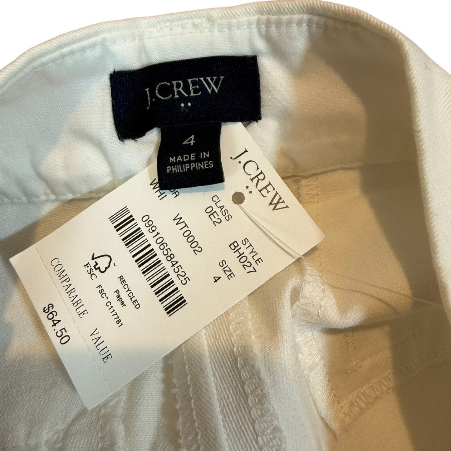 J. Crew Women's Size 4 White Culotte Scallop Hem Shorts with Pockets - NEW