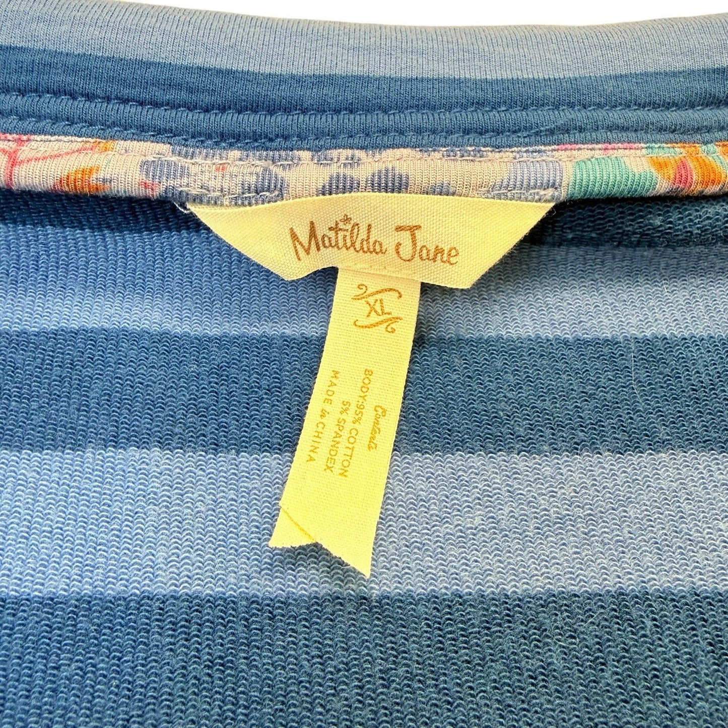 Matilda Jane Blue Stripe Button Front Knit Dress XL Women's