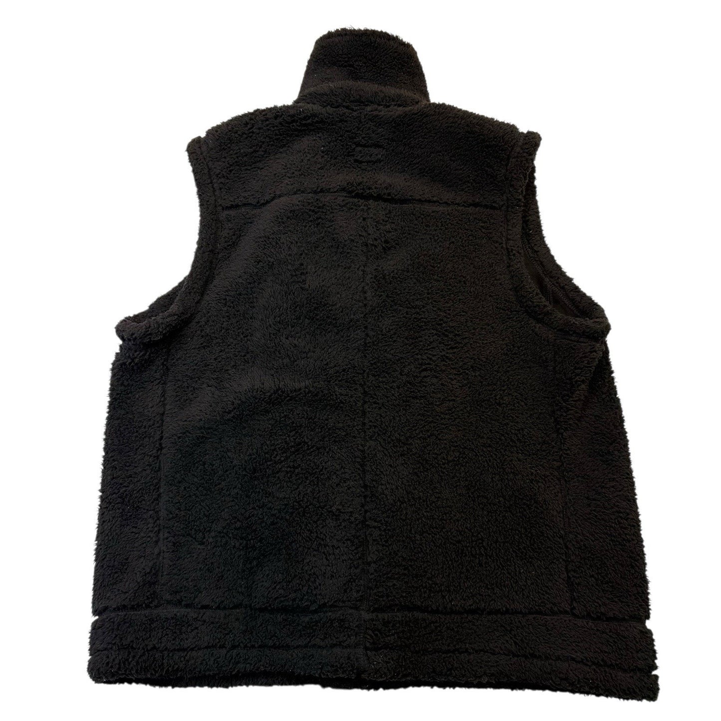Lauren Ralph Lauren Black Sherpa Vest L Gold Zip Y2K Preppy Fleece Women's