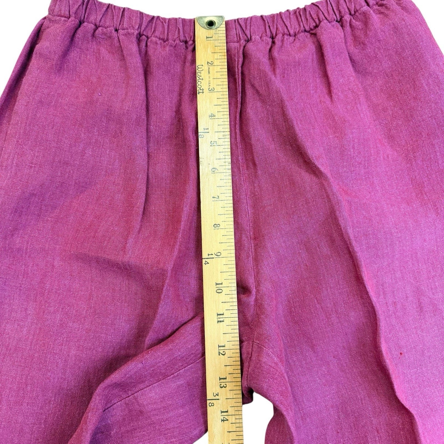 Vintage Eileen Fisher Linen Pants Women’s Pink Elastic Waist Straight Leg 90s