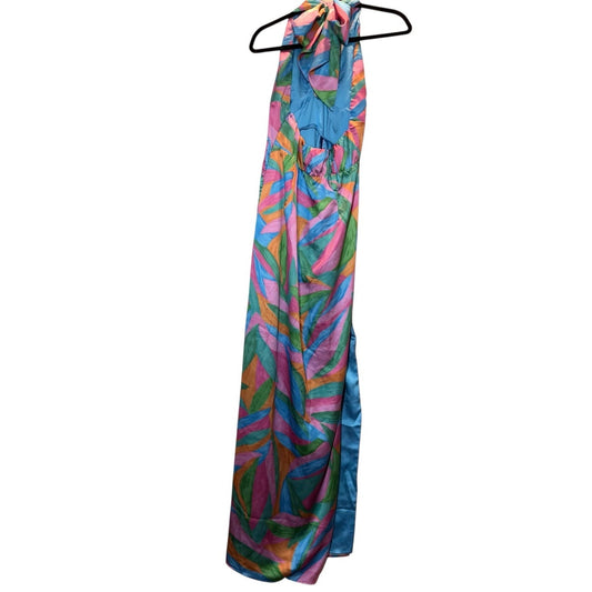 Show Me Your Mumu Maxi Dress Size M Multicolor Halter Top Flowy Boho Vacation Women's