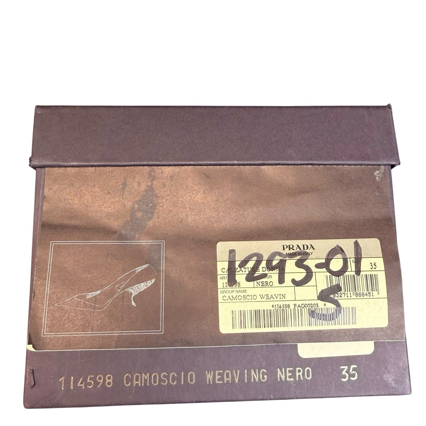 Prada Croc Embossed Leather Horsebit Pumps Brown Vintage Heels/Shoes Women’s EU 34.5