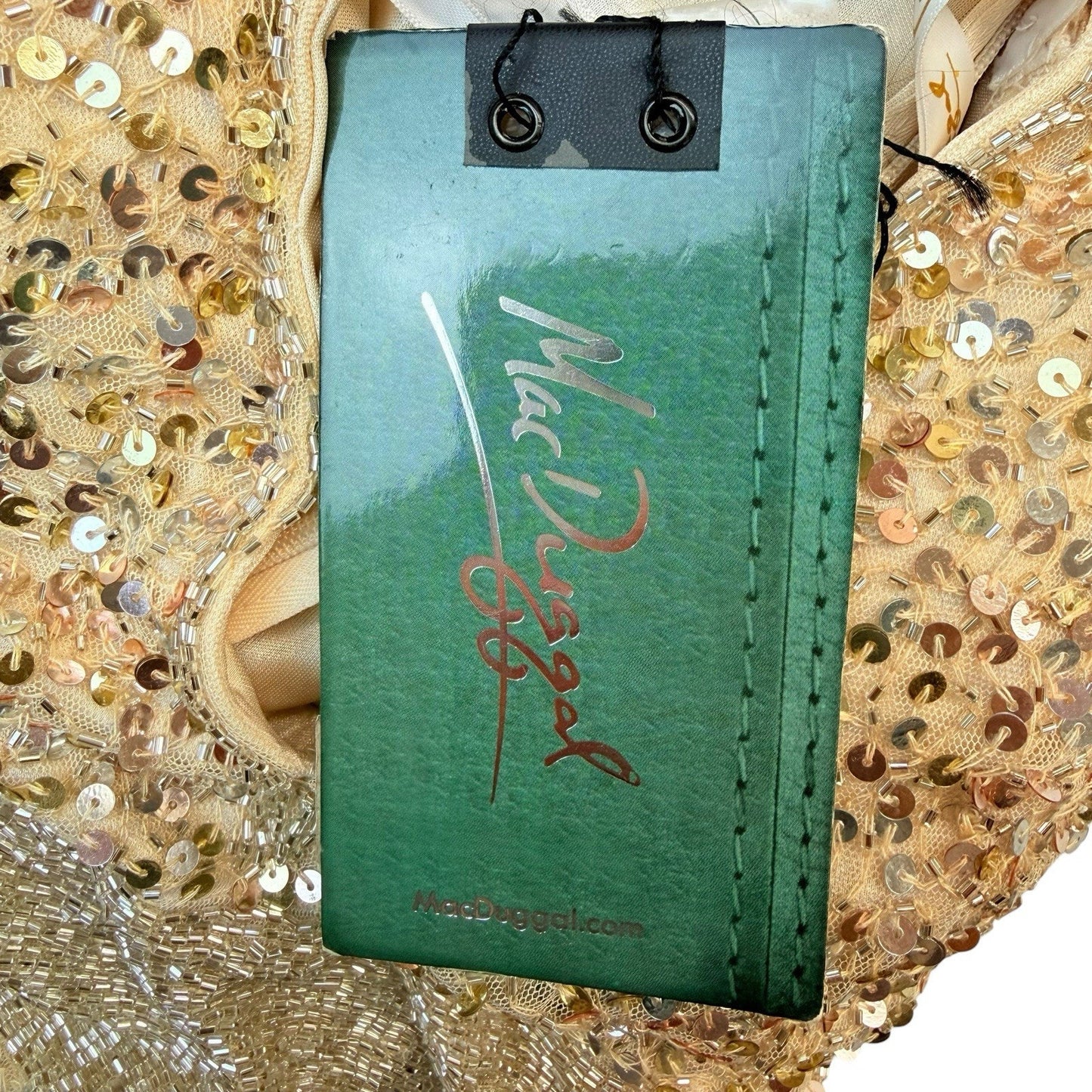 Mac Duggal 4930D Gold Sequin Gown 18 Nude Women's Formal Prom Evening Dress NWT