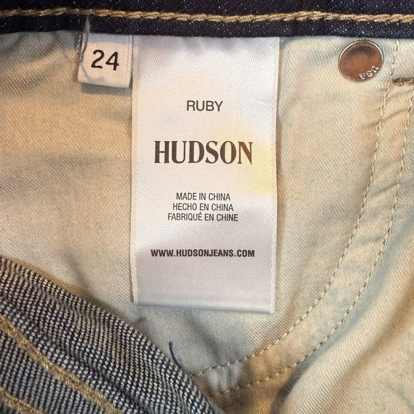 NEW Hudson Women's Size 24 Ruby Mid Thigh Blue Denim Shorts