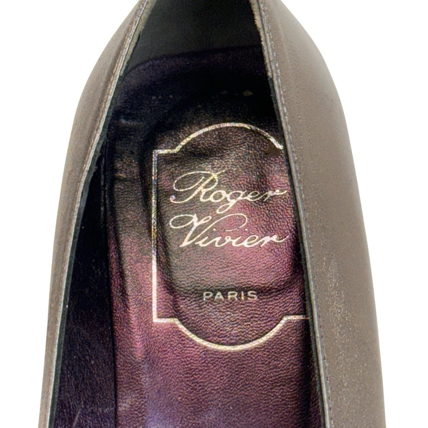 Roger Vivier Paris Square Buckle Pumps Black Vintage Italy Heels/Shoes 5.5 Women's