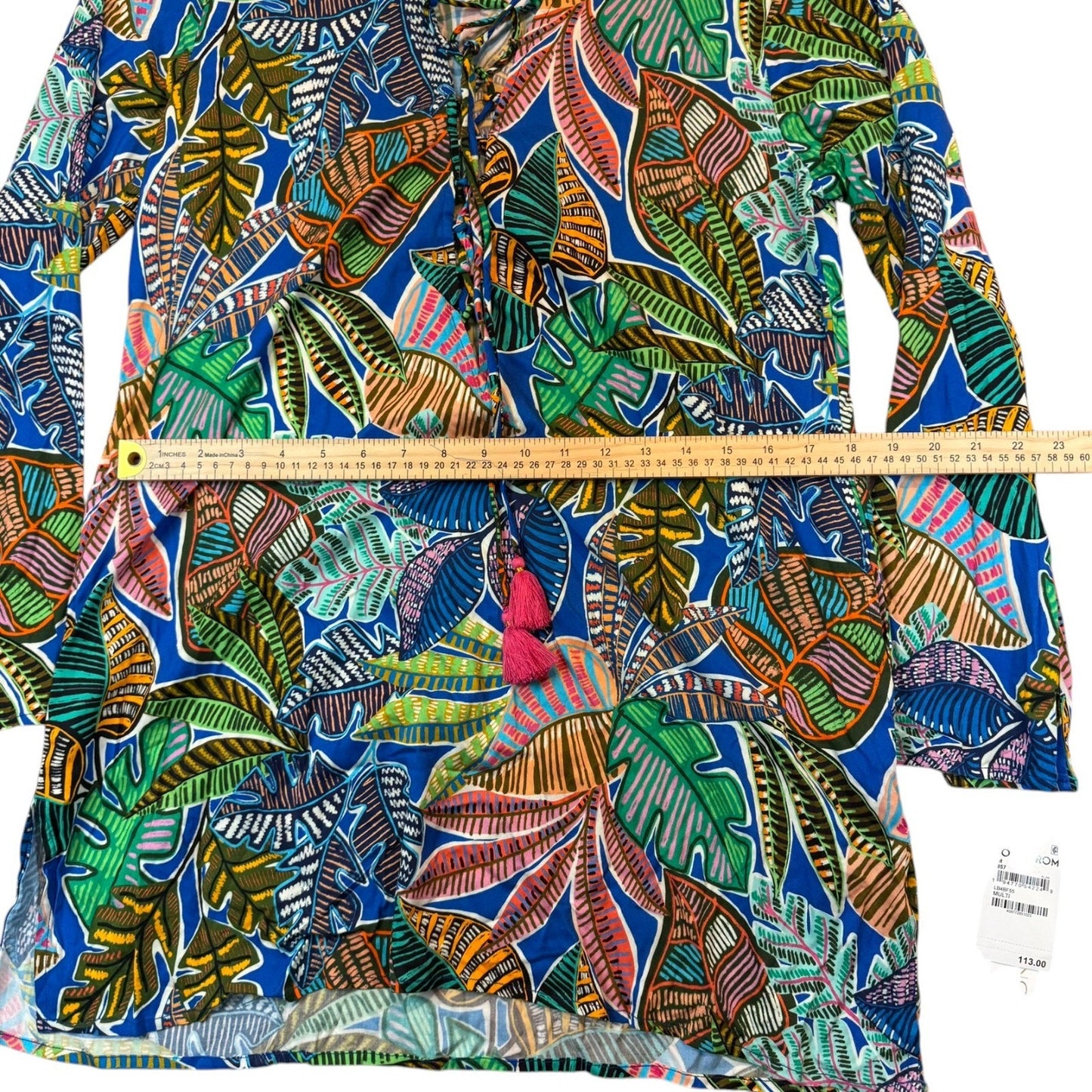 NEW La Blanca Women's Size Medium Leaf Pattern Summer Pullover Blouse