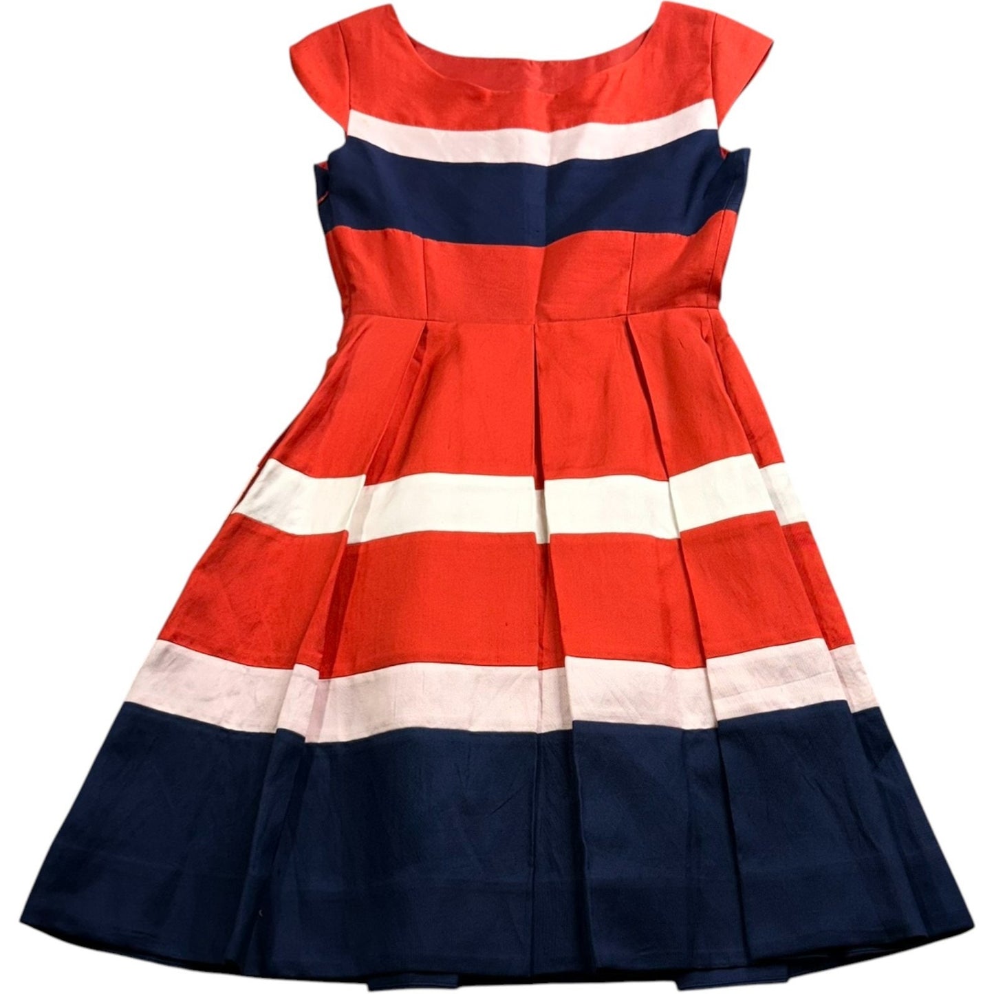 Kate Spade New York Silk Cotton Dress Size 00 Red White Blue Stripe Lined Women's