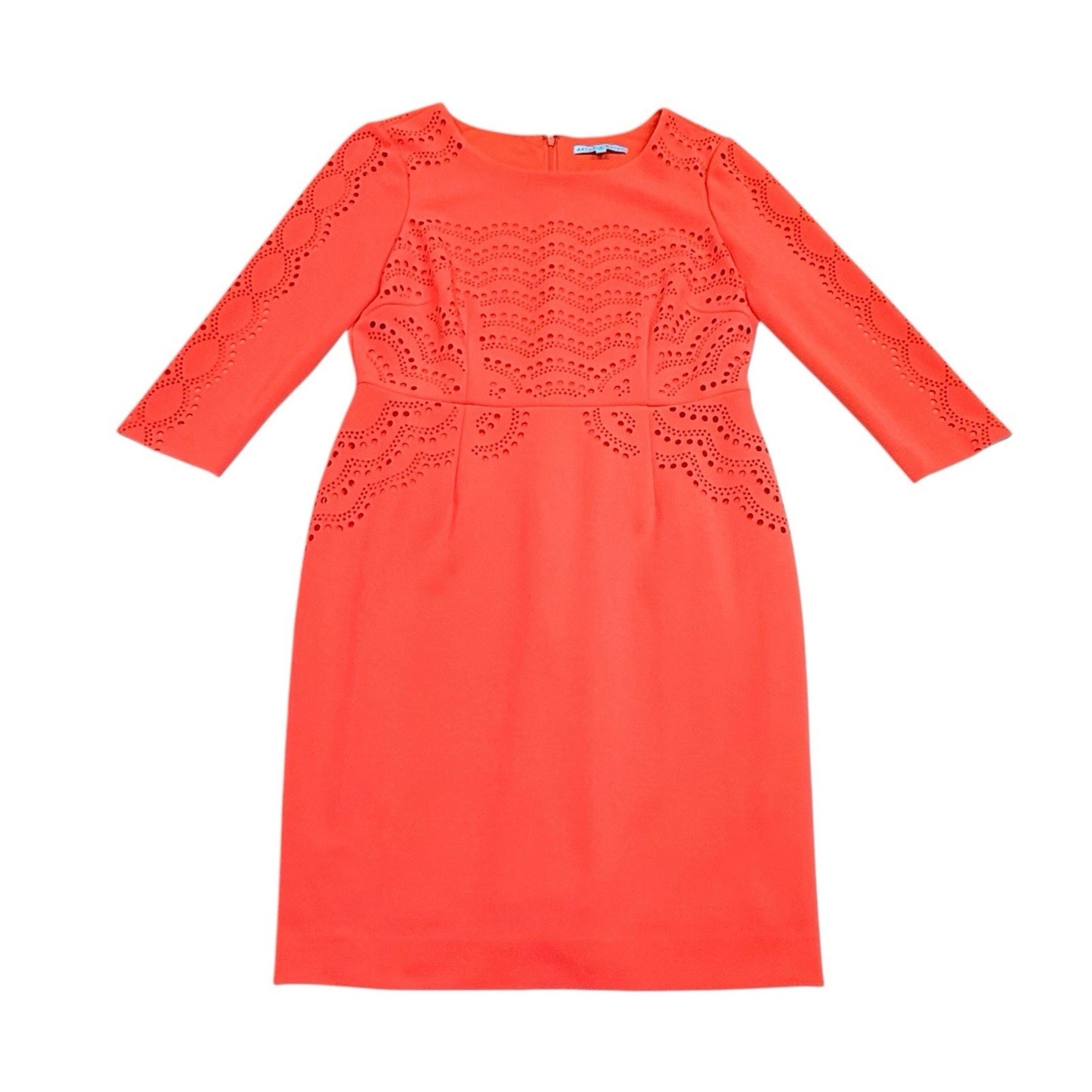 Antonio Melani Coral Eyelet Sheath Dress 3/4 Sleeve Size 12 Women's
