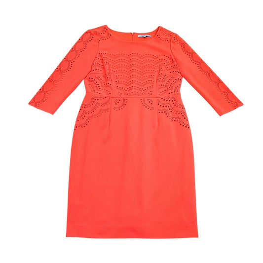 Antonio Melani Coral Eyelet Sheath Dress 3/4 Sleeve Size 12 Women's