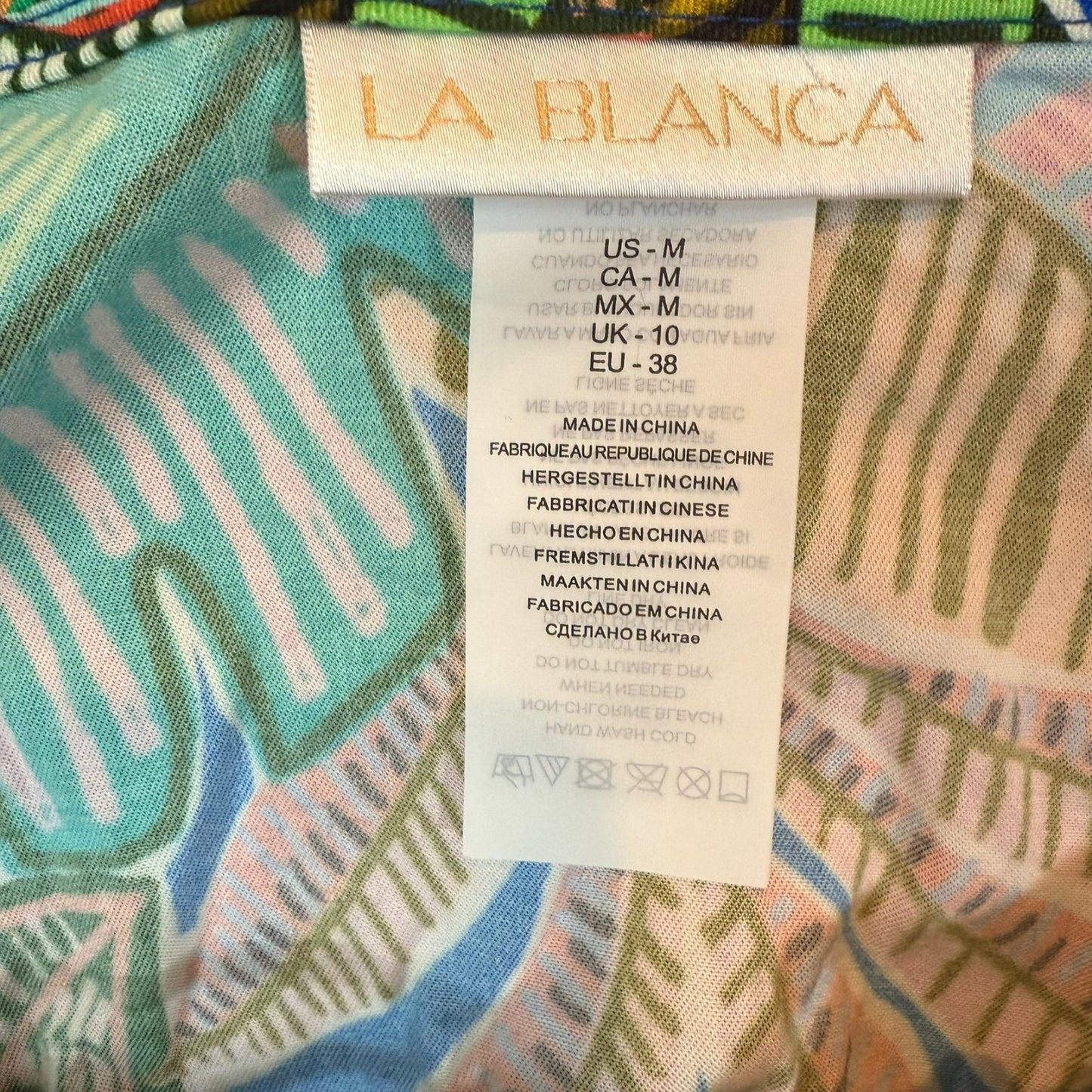 NEW La Blanca Women's Size Medium Leaf Pattern Summer Pullover Blouse