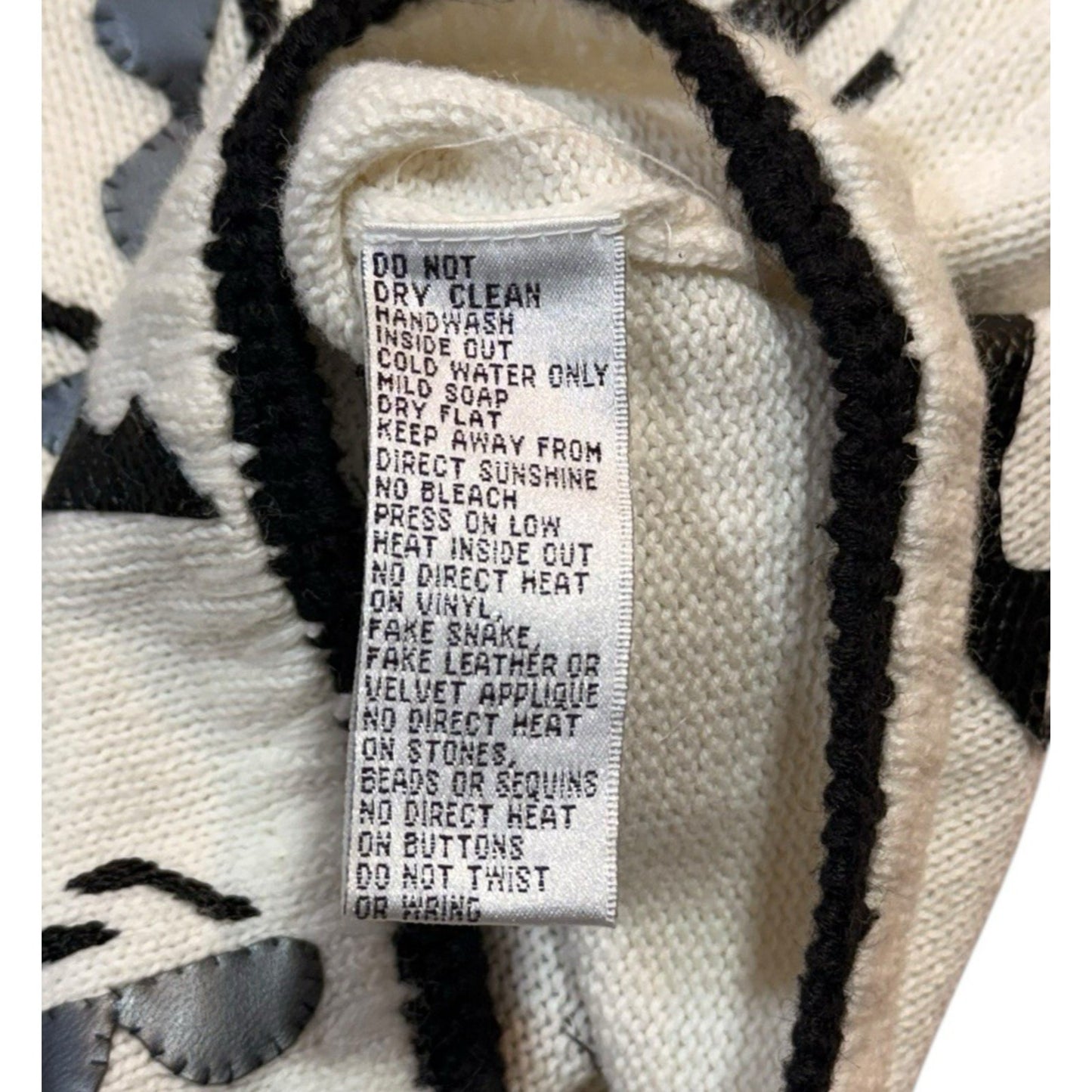 Vintage Michael Simon New York Sweater Women's Small White Black Art Knit