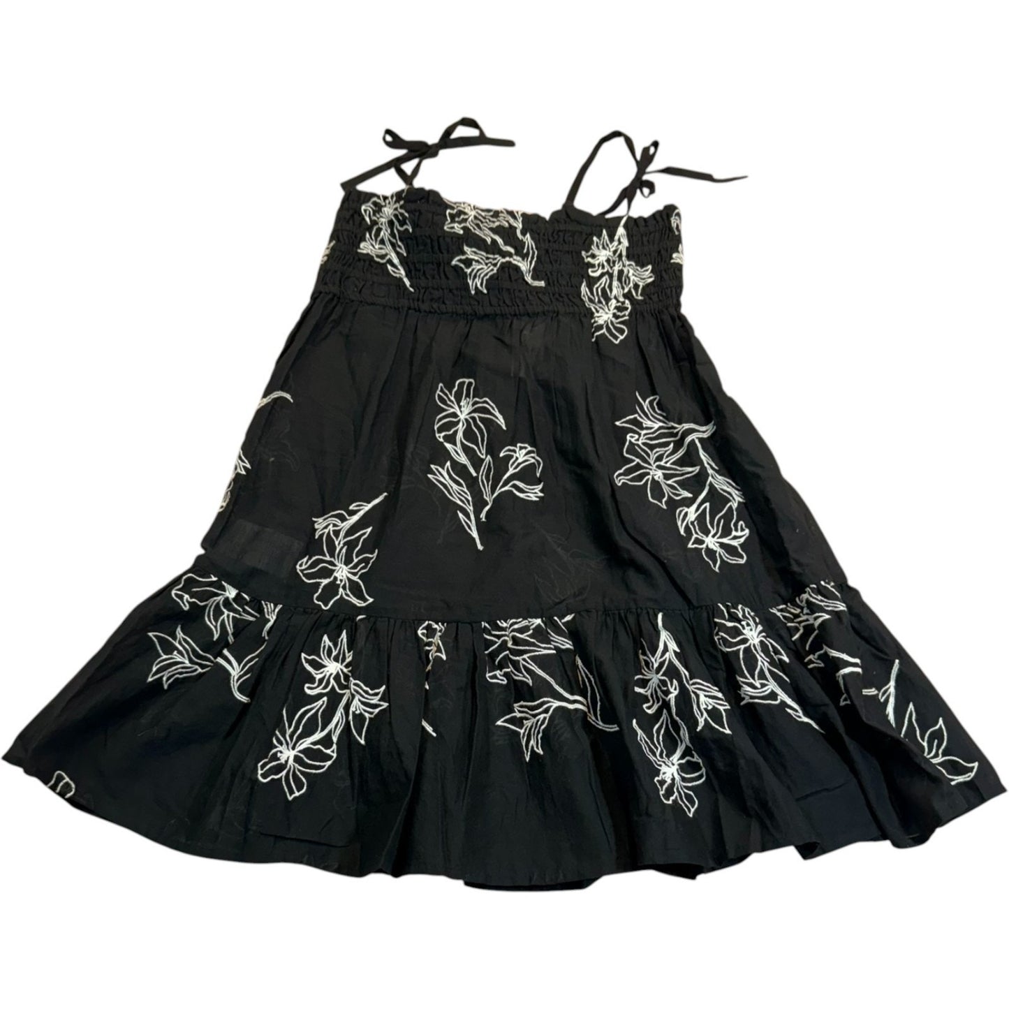 Tanya Taylor Swim Mini Lina Dress Girl's M Black WHT Embroidered Lily Cotton NWT