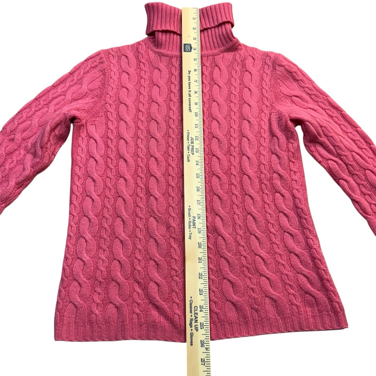 VTG Don Caster Sports Women’s 100% Cashmere Cable Knit Turtleneck Sweater Sz Small Pink