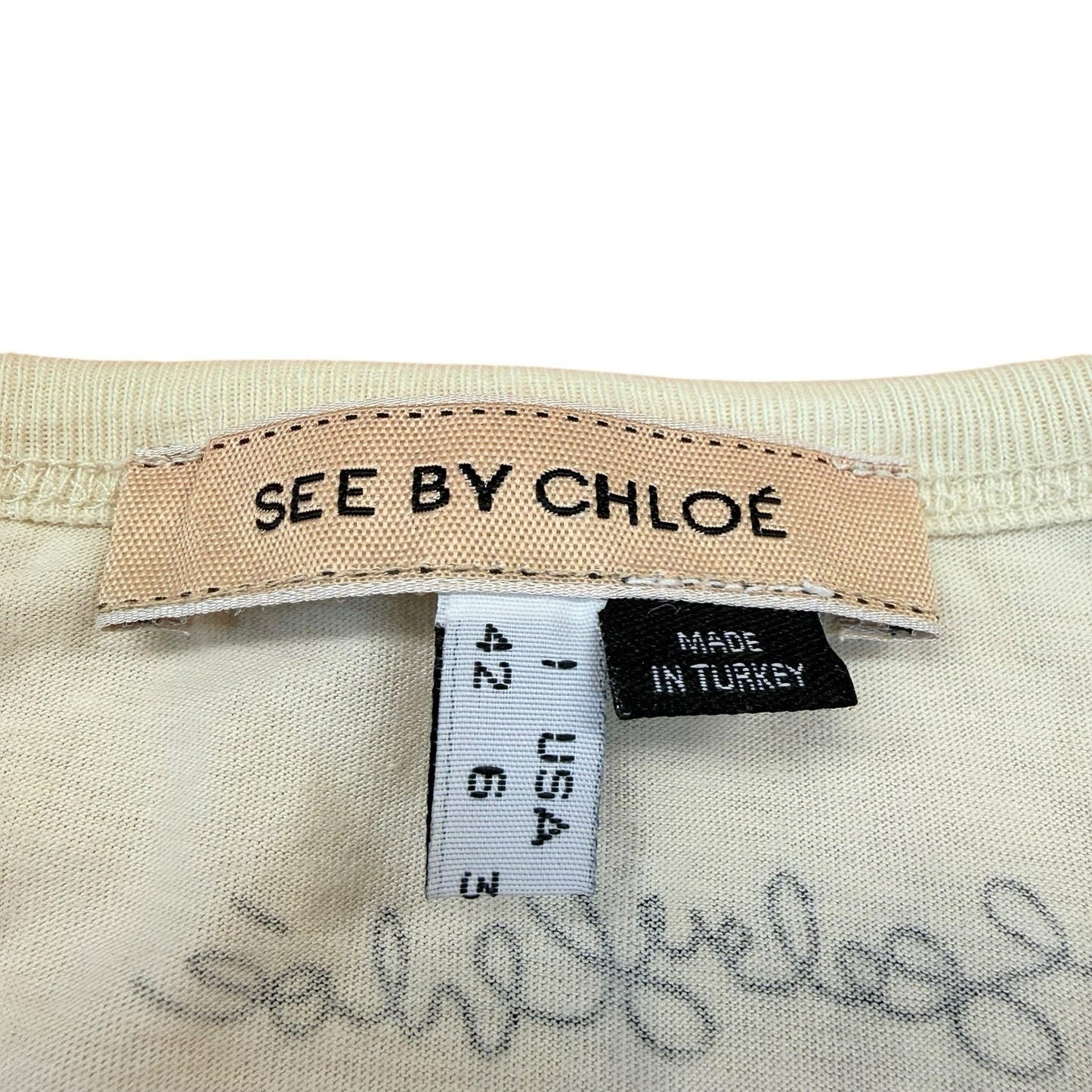 See By Chloé Embellished Necklace Graphic Tee Women's 6 Blouse