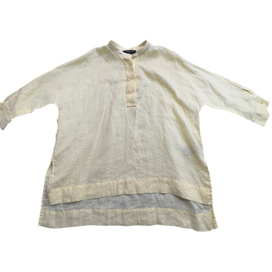 Lafayette 148 Women's Small Blouse Yellow New York Linen