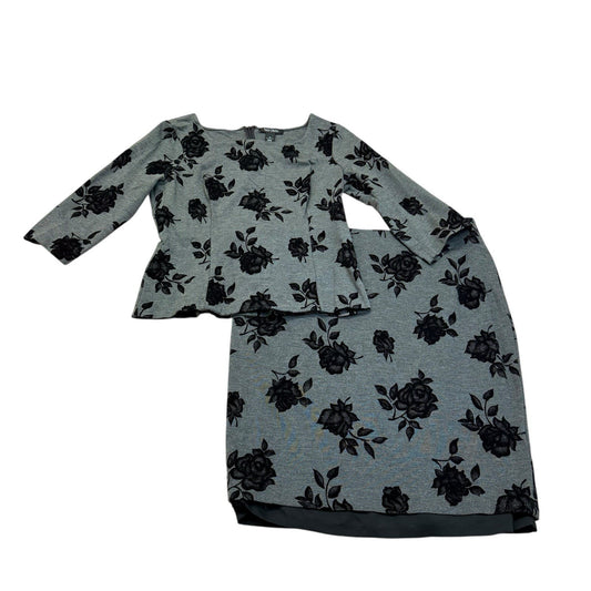 White House Black Market 2-Piece Suit, Set Gray Black Women's Size 12 Skirt 14
