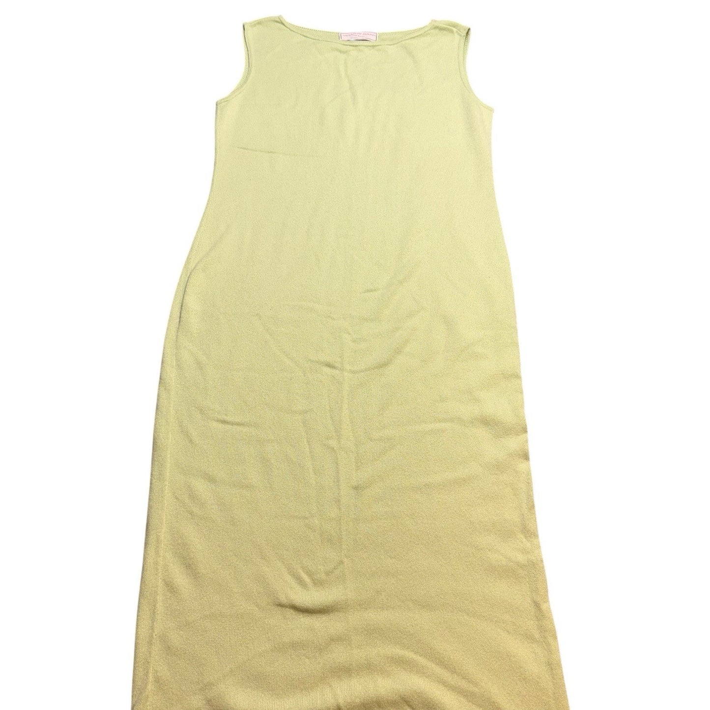 Rare Vintage French Rags Cashmere Silk Midi Dress Green Sleeveless USA Made Med Women's
