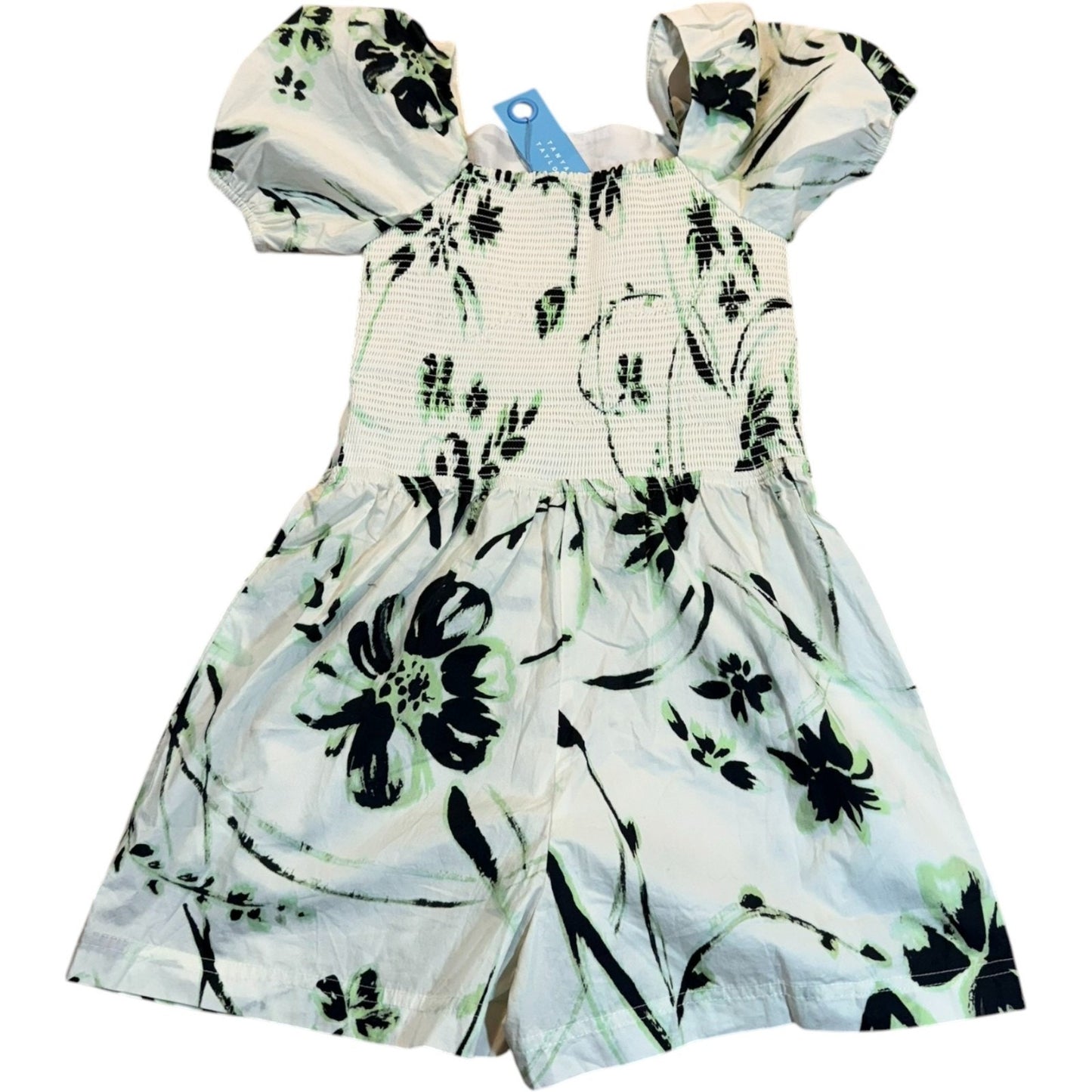 Tanya Taylor Mini Stevie Romper Girl's L Floral Puff Sleeve NWT $145 White
