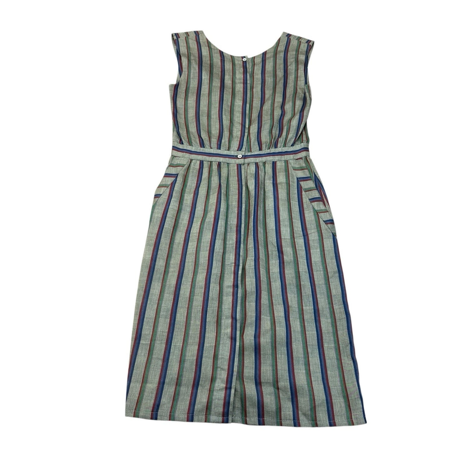 Vintage Alexander Julian Striped Cotton Midi Dress USA Size 6 Women's