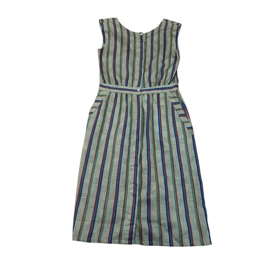 Vintage Alexander Julian Striped Cotton Midi Dress USA Size 6 Women's