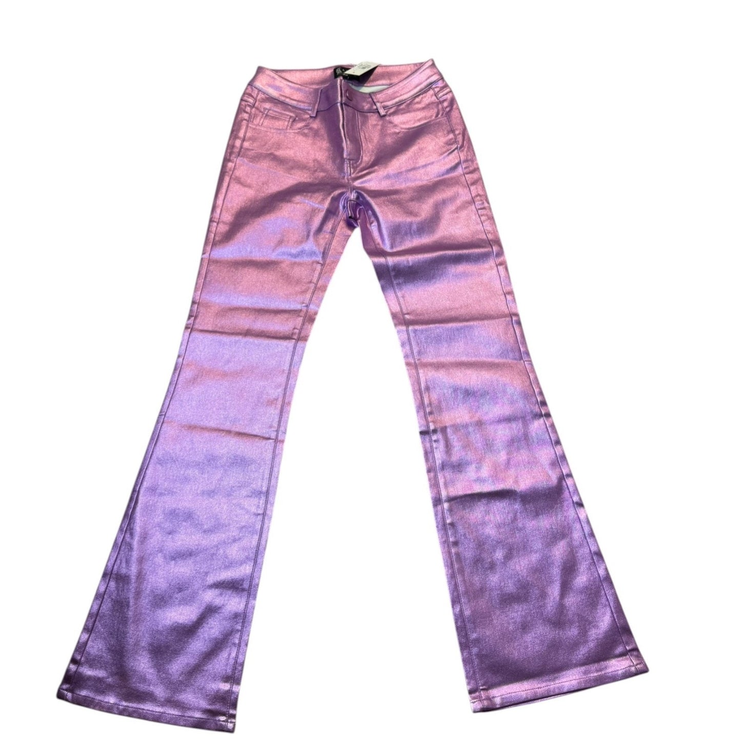 New A.Z.I Women's Size 4 Purple Metallic Glossy Gradient Ombre Flared Pants