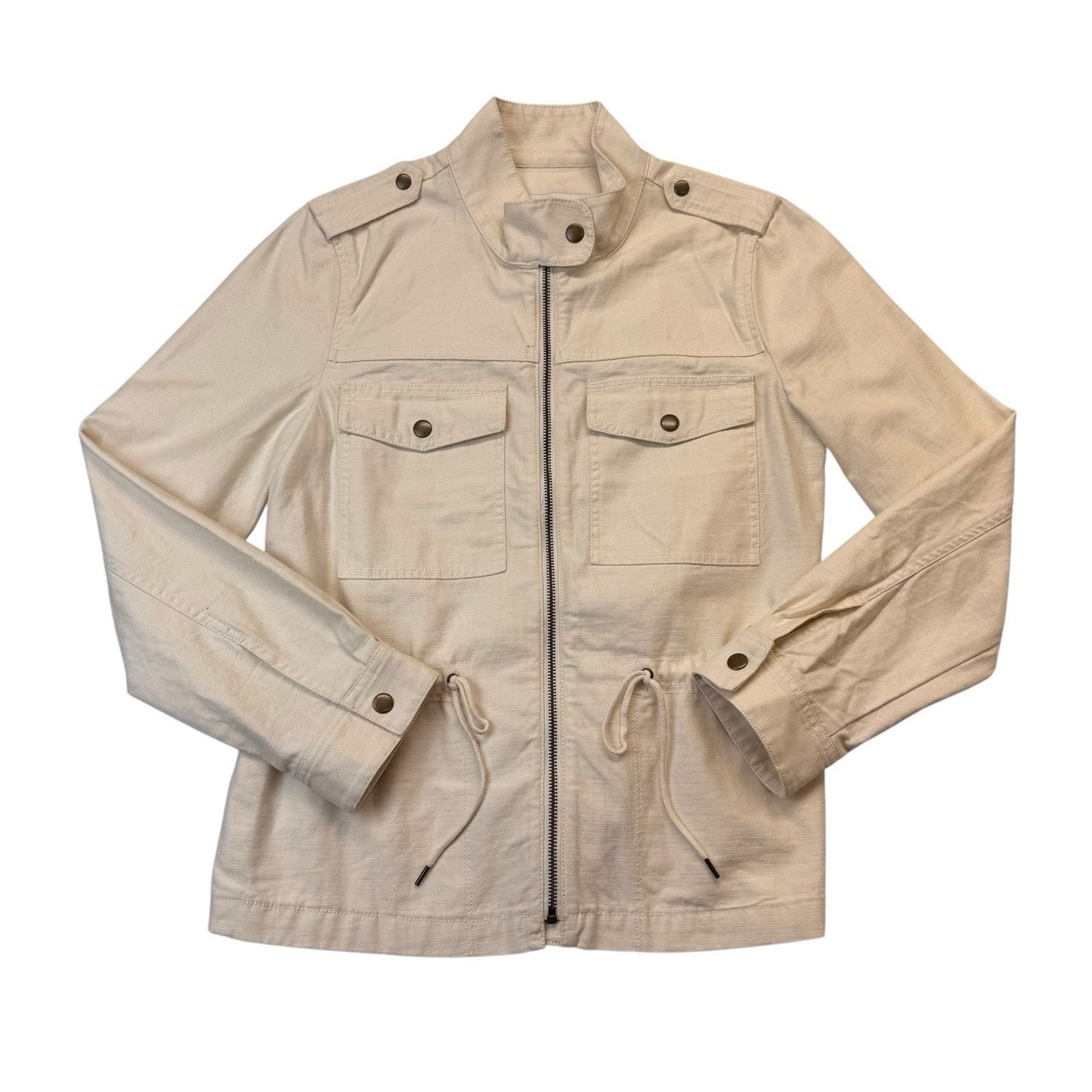 J.Crew Mercantile Utility Jacket Small Beige Zip Front MSRP $118 NWT Women's