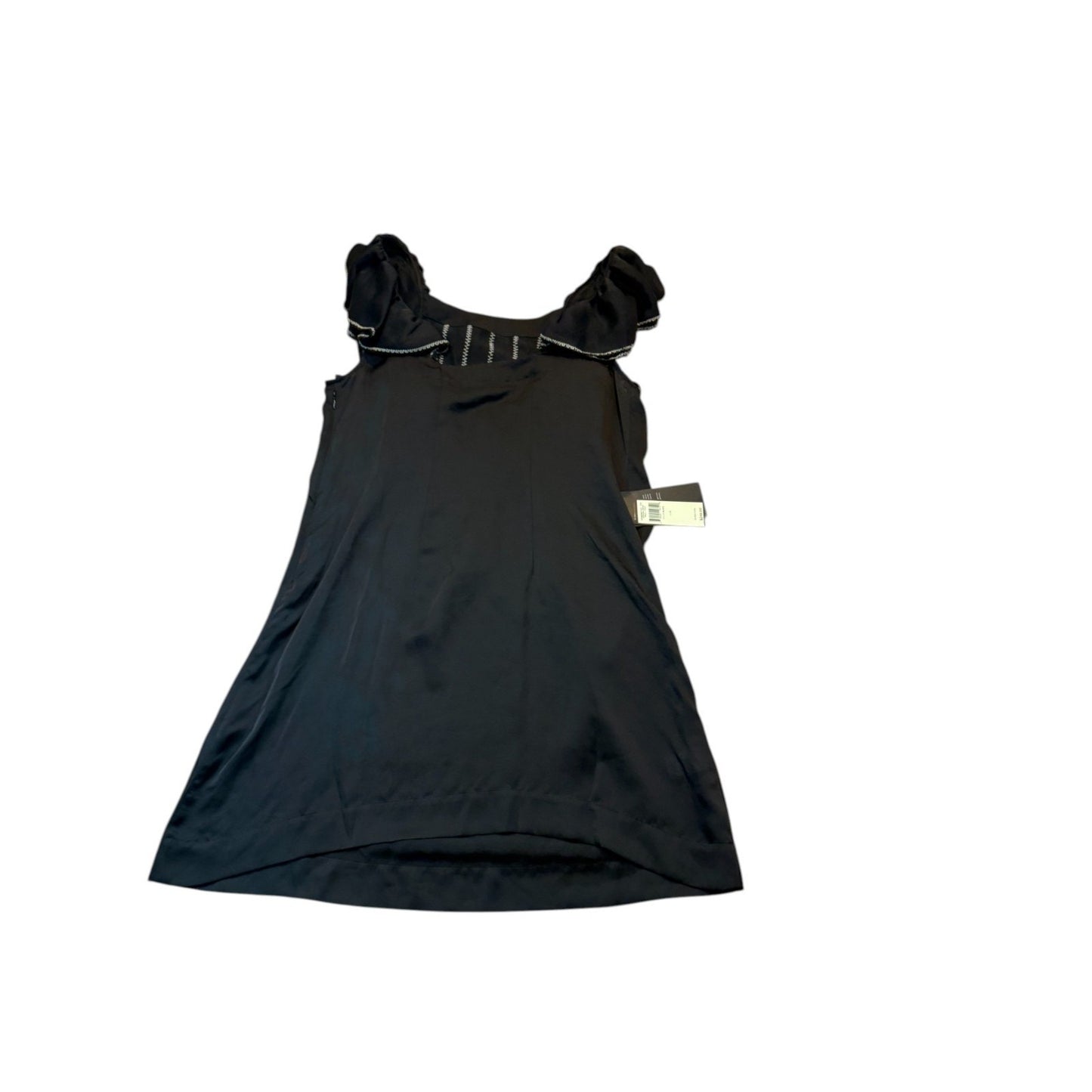 NEW BCBGMAXAZRIA Women's Size Large Black Ruffled Sleeveless Woven A-Line Dress