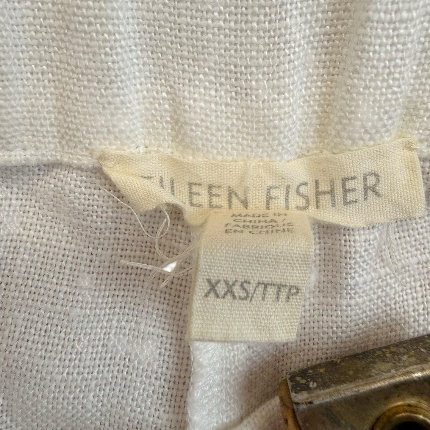 Vintage Eileen Fisher Linen Pants Women’s XXS TP White Elastic Waist 90s
