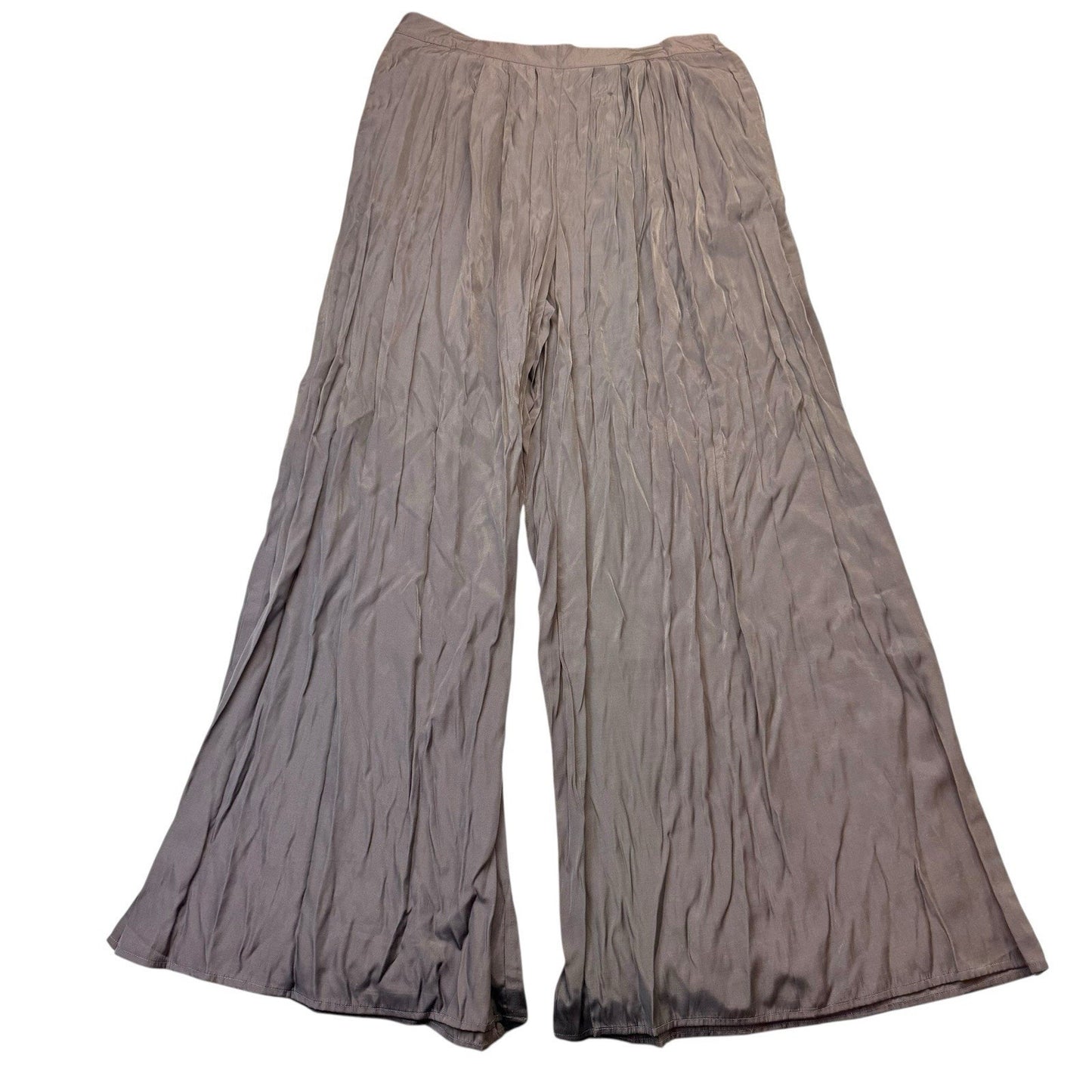 Sweet Sinammon Y2K Crinkle Wide Leg Pants Gray Rayon Boho Size L NWT Women's