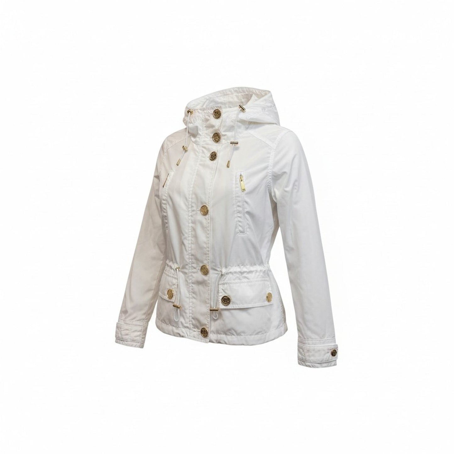 Michael Kors White Lightweight Rain Jacket Women’s Small Hooded