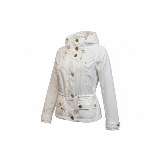 Michael Kors White Lightweight Rain Jacket Women’s Small Hooded