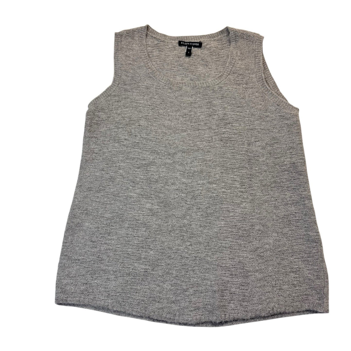 Eileen Fisher 100% Alpaca Gray Sleeveless Sweater Top Women's Size S Knit