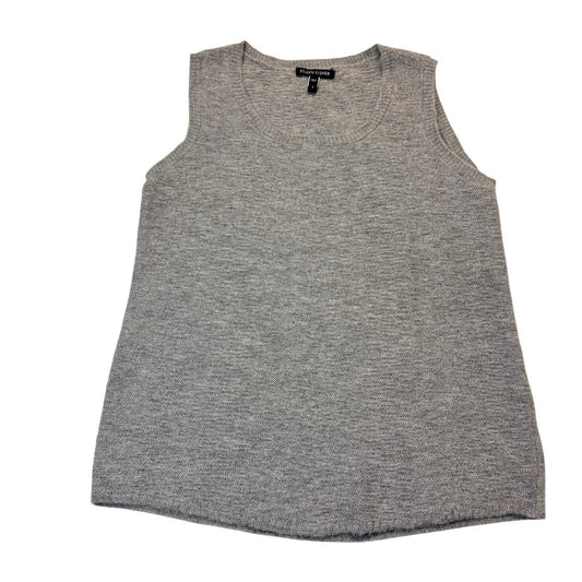 Eileen Fisher 100% Alpaca Gray Sleeveless Sweater Top Women's Size S Knit