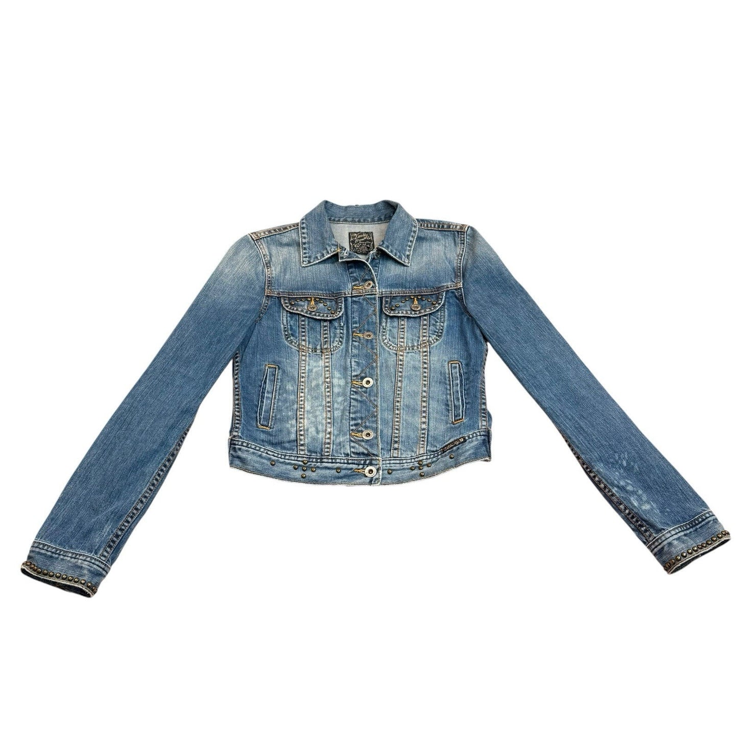 Lucky Brand Cropped Denim Jacket Medium Wash Size S Women's
