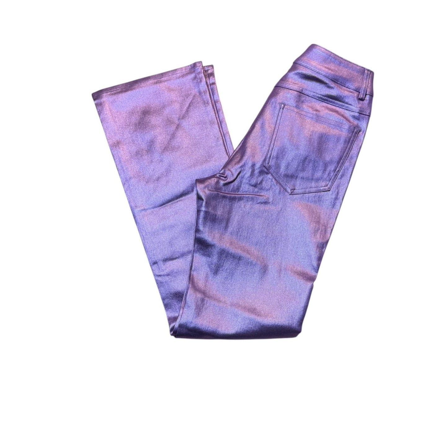 New A.Z.I Women's Size 4 Purple Metallic Glossy Gradient Ombre Flared Pants