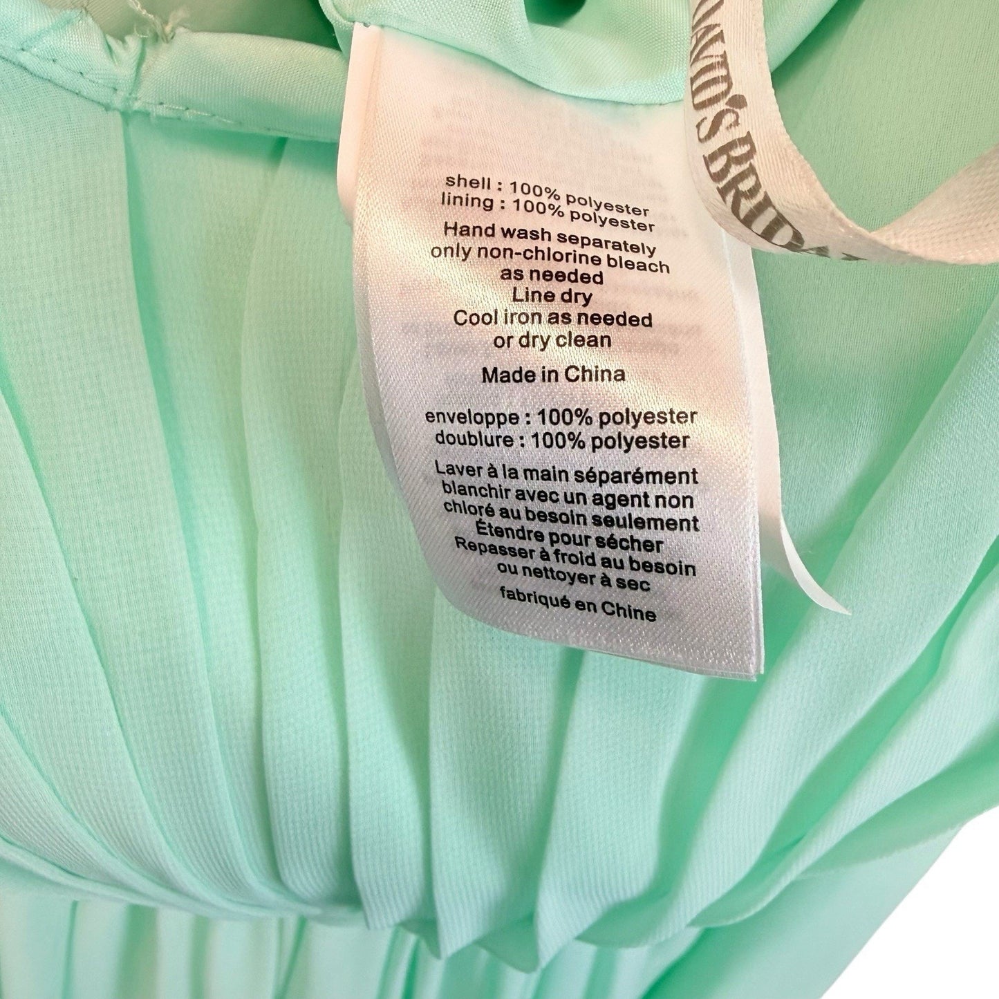 Women's David’s Bridal Mint Strapless Chiffon Bridesmaid Dress Size 26 NWT